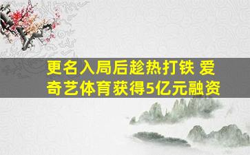 更名入局后趁热打铁 爱奇艺体育获得5亿元融资